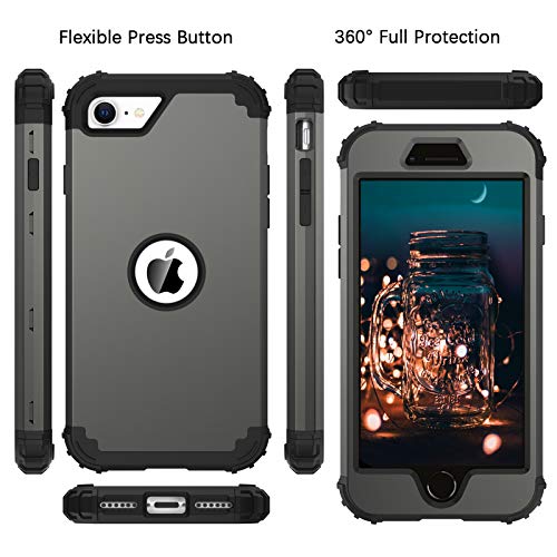 BENTOBEN for iPhone SE 2022 Case and Phone Case iPhone SE 2020, Heavy Duty 3 in 1 Full Body Rugged Shockproof Hybrid Hard PC Soft Rubber Bumper Drop Protective Girl Women Boy Men iPhone Cover,Gunmetal - color: Black/Gunmetal