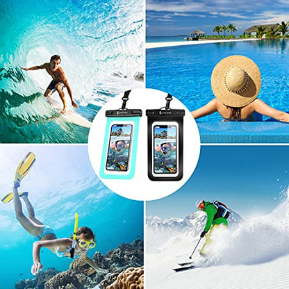 SYNCWIRE Waterproof Phone Pouch IPX8 Beach Cruise Travel Essentials 2 Pack | Cell Phone Dry Bag, Waterproof Phone Case for iPhone Samsung, Touch Screen, Adjustable Lanyard, UP to 7 Inches - color: Black+Green