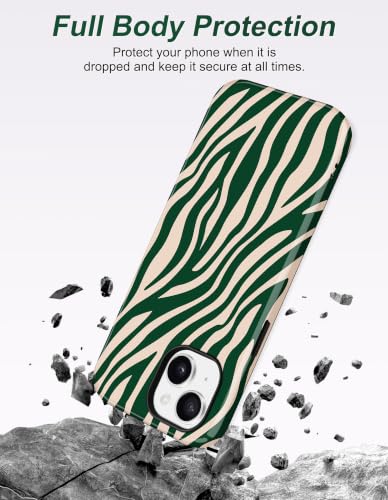 Jusy Magnetic Zebra Phone Case for iPhone 17 Pro Max,Green | Compatible with MagSafe, Cute Aesthetic Zebra Design, TPU and PC Protective Shockproof Cover - color: Green