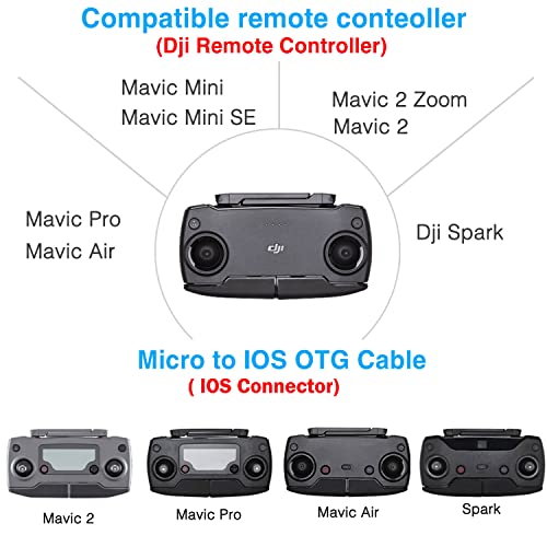 0.5FT USB Micro to iOS DJI Remote Controller Cable for IPhone14 Pro, DJI Mavic Mini(1st Gen), Mini SE, Mavic Pro, Spark, 2Pro Zoom,Mavic Air,Platinum,Phone/Tablet 90 Degree Data OTG Cord Accessorie - size: 0.5FT(6in), style: Micro to IOS