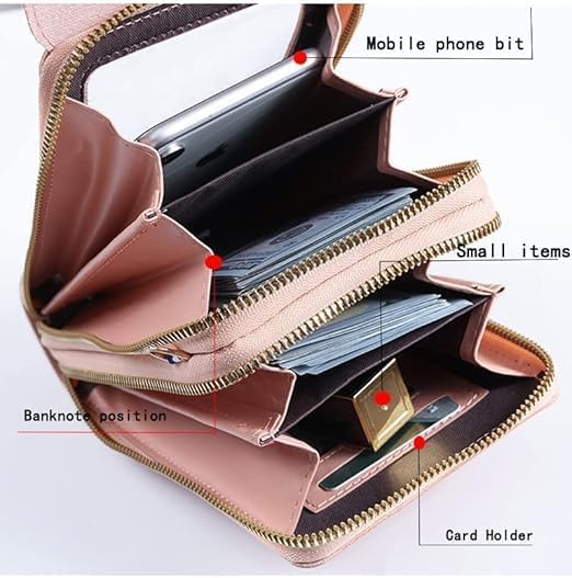 Anti-Theft Leather Bag,Small Crossbody Cell Phone Purse Wallet for Women,Touchscreen Phone Purse Crossbody Bag - color: Brown 1