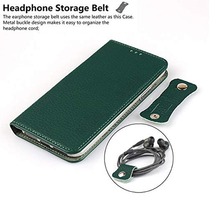 iCoverCase Compatible with iPhone 13 Wallet Case, RFID Blocking Genuine Leather Magnetic Case with Wrist Strap and Card Slots Kickstand Feature Flip Cover 6.1 Inch (Green) - color: Green, size: iPhone 13