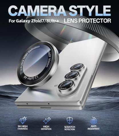 HelloDeere for Samsung Galaxy Z Fold 8 Ultra Camera Lens Protector, Military-Grade 9H+ Tempered Glass AR Optical Tech HD Anti-Glare Anti-Scratch Metal Individual Ring Easy Install Case Friendly Silver - color: Z Fold 8 Ultra/Z Fold 7 (Silver)