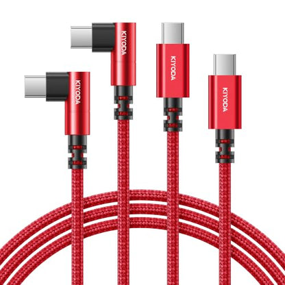 90 Degree USB C to USB C Cable 6FT Durable Braided USB C Cable for Car - color: Red, size: 6FT, style: USB C to USB C