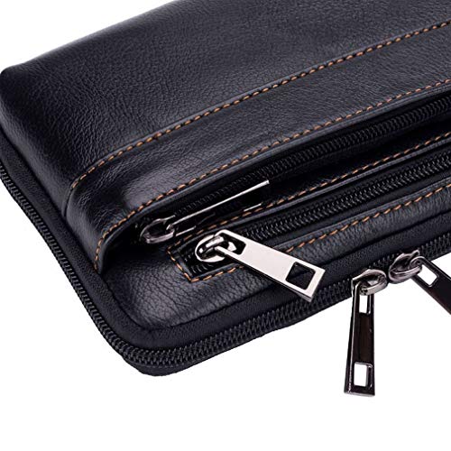 Leather Phone Belt Holster Waist Case Bag for Men Travel Outdoor Cell Phone Loop Pouch Pack Purse Wallet Holder (#22Black) - color: #22black