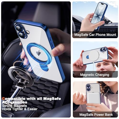 Plating Clear Phone Case for iPhone 17 with Stand 6.3", Blue - color: Blue, size: Iphone 17