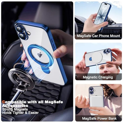 Plating Clear Phone Case for iPhone 17 with Stand 6.3", Blue - color: Blue, size: Iphone 17
