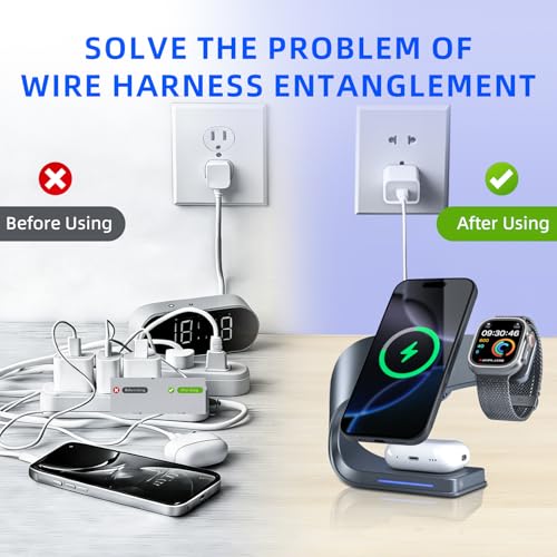 3 in 1 Wireless Charging Station with Cooling for iPhone, Watch & AirPods - color: Gray