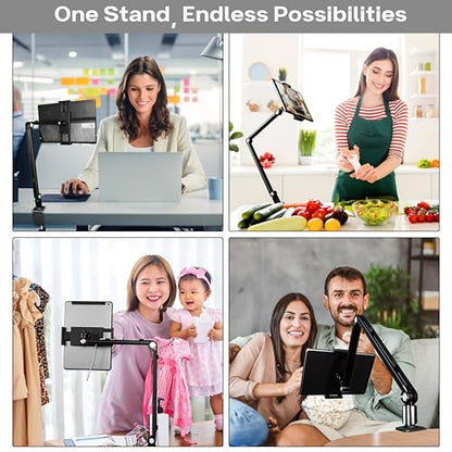 Stand for 16 Inch Portable Monitor - Heavy Duty Aluminum Mount with Infinite Angle Adjustment, Built-in Cable Management - Fits iPad Pro 12.9, Tablets, iPhone (Holds 4.7"-16" Devices) - color: White