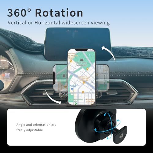 Car Phone Holder for 2017–2025 Mazda CX5 Accessories, Custom-Fit Magnetic Car Phone Mount with Strong Magnetic Hold, 360° Adjustable Phone Holder for iPhone 12–17 Series and Most Smartphones - style: Magnetic holder