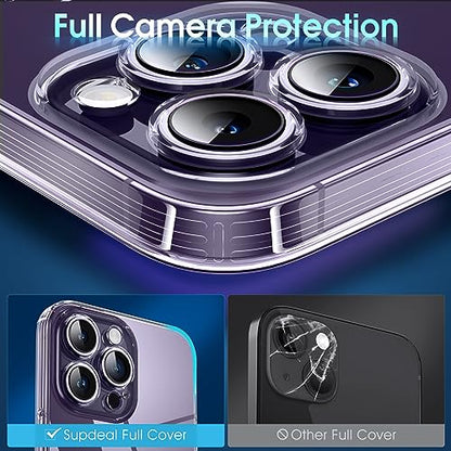 Supdeal Crystal Clear Case for iPhone 14 Pro, [Not Yellowing] [Camera Protection] [Military Grade Drop Tested] Shockproof Protective Phone Case Soft Silicone Slim Cover, 6.1 inch, Transparent - color: Transparent, size: iPhone 14 Pro