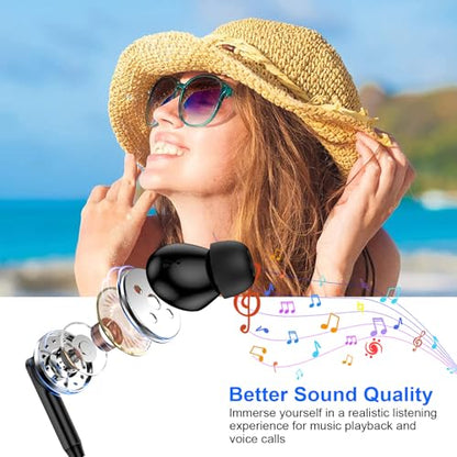 USB C Samsung Earbuds Wired Ear Buds for Samsung Galaxy A16 A17 A36 5G A26 - color: Black
