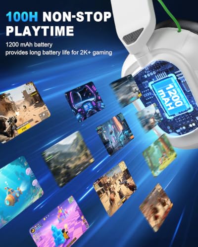 Wireless Gaming Headset for PS5 PS4 PC Switch Mac, 100H Playtime - color: Lunar White