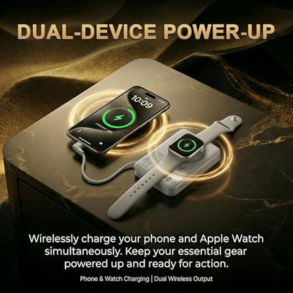 2026 FIFA Licensed 10000mAh Magnetic Power Bank with Built-in Cable and Stand, 15W Wireless Battery Pack for iPhone 17/16 Series, Apple Watch, FIFA World Cup 2026 Official Merchandise,Titanium Silver - color: Titanium Silver