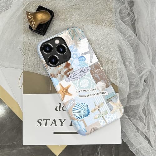 Case Compatible with iPhone 14 Pro Max, Cute Dual Layer Hybrid Phone Cover, Military Grade Drop Protection, Aesthetic Shockproof Phone Case for Women Girls, Boho Beach Summer Collage - color: Boho Beach Summer Collage, size: Iphone 14 Pro Max