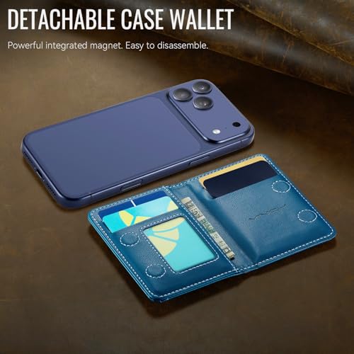 Vinich for MagSafe Wallet Magnetic RFID Blocking Card Holder, Blue - color: Blue