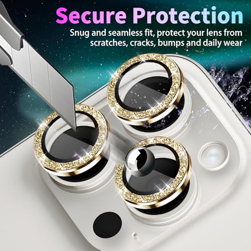 Camera Lens Protector for iPhone 16 Pro/16 Pro Max, Glitter Gold - color: Glitter Gold