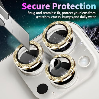 Camera Lens Protector for iPhone 16 Pro/16 Pro Max, Glitter Gold - color: Glitter Gold