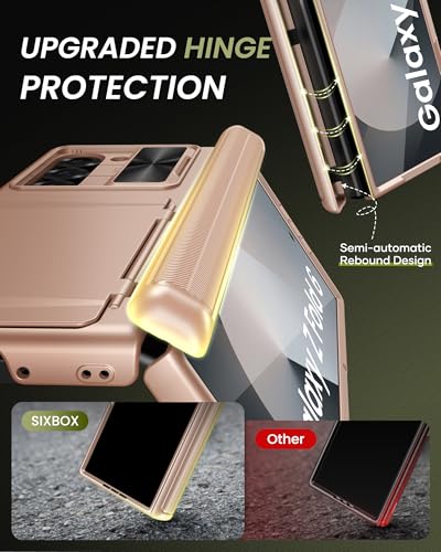 for Samsung Galaxy Z Fold 6 Case with Card Holder, Rose Gold - color: Rose Gold
