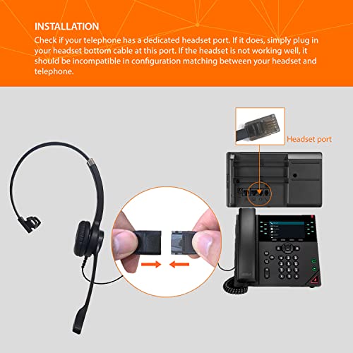 IPD IPH-250 Phone Headset with Noise Cancelling Microphone for Office and Call Center-Compatible with Avaya 1608 1616 9601 9608 9611 9611G 9620 9621 9630 9631 9640 9641 9650 9670 J139 J159 J169 J179 - color: 250-BL-LEAT