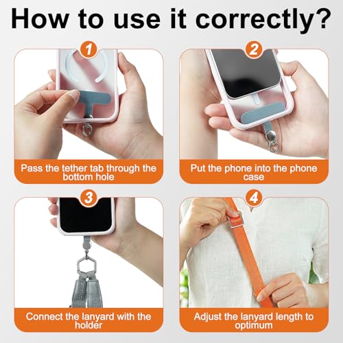 Phone Lanyard Crossbody, Adjustable Ergonomic Shoulder Phone Strap - color: Orange