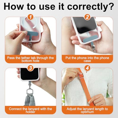 Phone Lanyard Crossbody, Adjustable Ergonomic Shoulder Phone Strap - color: Orange