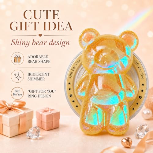 Magnetic 3D Bear Phone Grip Stand, MagSafe Compatible — Honey Gold - color: Honey Gold