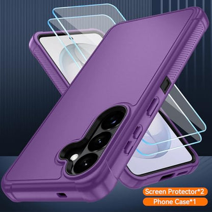 for Samsung Galaxy S26 Case with HD Screen Protector, 3-Layer Military Grade Shockproof Full Body Protection, Heavy Duty Hybrid Protective Phone Cover(Lilac Purple/Black) - color: Lilac Purple/Black