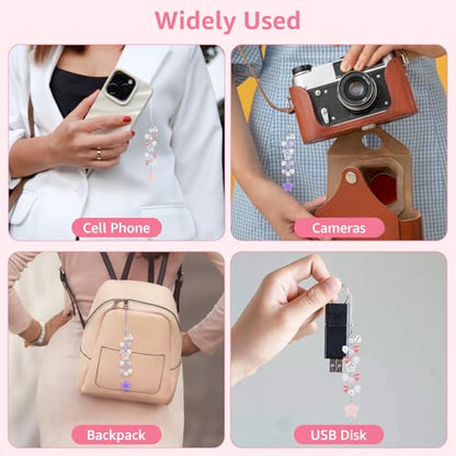 Oubaka Phone Wrist Strap Camera Strap Wrist Cell Phone Charm Straps Cute Phones Charms for Camera Keychain Purse Bag Wallet - color: Pink, Purple