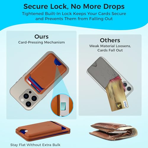 Genuine Leather MagSafe Wallet with Stand | RFID Blocking Magnetic Phone Wallet Card Holder for iPhone 17/16/15/14/12 | Ultra-Slim Minimalist Design | Stronger Magnetic Grip (LIGHT BROWN) - color: LIGHT BROWN