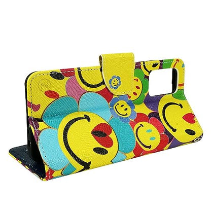 Zase Design for Nokia G310 5G (2023) Wallet Phone Case Protective Cover Cute Design Premium PU Leather Flip Folio Magnetic Closure w/Kickstand ID Card Slot Wrist Strap (Smiley Face) - color: Smiley Face