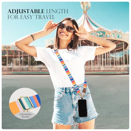 TiMOVO Phone Lanyard Crossbody Wrist Strap, Adjustable Anti-Theft Strap for Smartphone Case - color: Multicolour Stripes