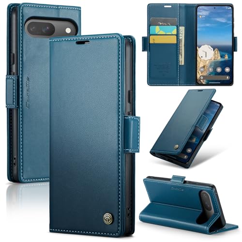 Wallet Case for Google Pixel 10/Google Pixel 10 Pro, Magnetic Flip Case with RFID Blocking Card Holder Kickstand for Women Men, Shockproof Durable Protective Phone Cover (Blue) - color: Blue