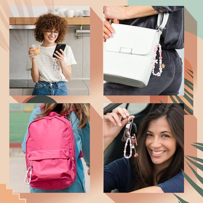 Ecally 3 Pcs Phone Charms Strap Camera Wrist Strap - color: White, style: Cute