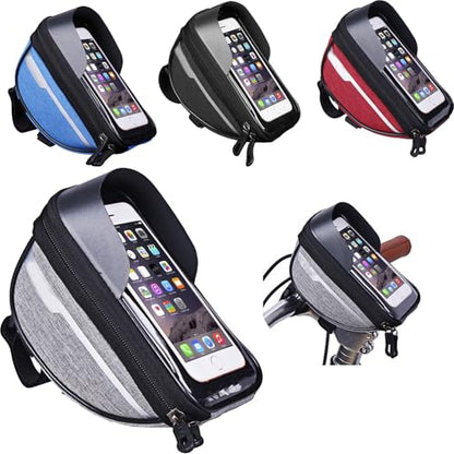 Hard Casing Bike Bag, Lightweight and Durable Waterproof Phone Holder in Gray, Sensitive Touchscreen for Phones up to 6.4 inches, Perfect Bike Accessories - 7"x4" / 18x10 cm - color: Gray