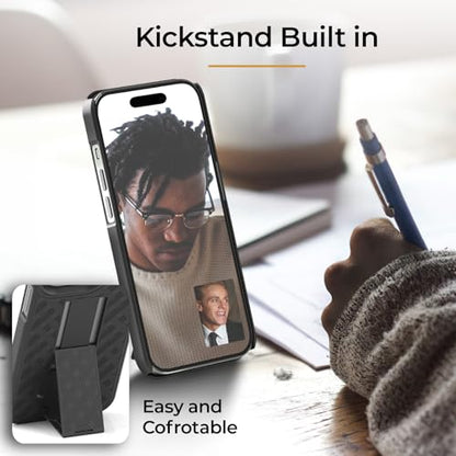 MOTIVE for iPhone 14 Pro Case with Belt Clip, Rigid, Kickstand | 6.1" | Ranger v1 Series, Black, 360° holster, open-top/open-bottom port access, textured grip, slim - size: iPhone 14 Pro