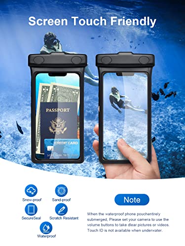 wellhouse Waterproof Phone Pouch, Waterproof Phone Case for iPhone 17 16 15 14 13 Pro Max XS Samsung, IPX8 3D Cellphone Dry Bag Beach Essentials (2 Pack -Earl Black & White 7 inch) - color: 2 Pack -Earl Black & White 7 inch