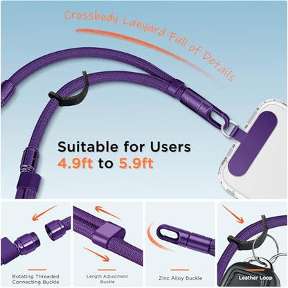 3-in-1 Crossbody Phone Lanyard & Wrist Strap - color: Purple