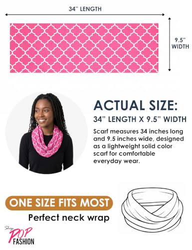 Pop Fashion Quatrefoil Pattern Infinity Scarf for Women - Travel Scarf with Hidden Pocket - All Seasons - color: Hot Pink, size: 24.5 x 9.5