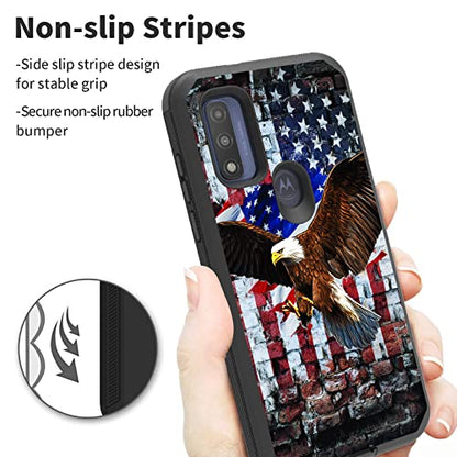 for Moto G Pure 2021/ Moto G Power 2022 Case, Heavy Duty Triple-Layer Drop Protection Full-Body Rugged Shockproof Durable Cover Holster with Swivel Belt-Clip, Patriotic Eagle USA Flag - color: Patriotic Eagle USA Flag, size: Moto G Pure/ Moto G Power 2022