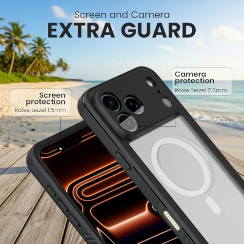 MOTIVE Waterproof Case with Belt Clip iPhone 17 Pro Max, Magnetic | 6.9" | Built-in screen protector, 360° protection, compatible with MagSafe, 360° belt holster - size: iPhone 17 Pro Max