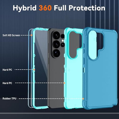 for Samsung Galaxy S26 Ultra Case with HD Screen Protector, 3-Layer Shockproof Military Grade Full Body Protection, Heavy Duty Hybrid Protective Phone Cover (Bluish Blue/Green) - color: Bluish Blue/Green