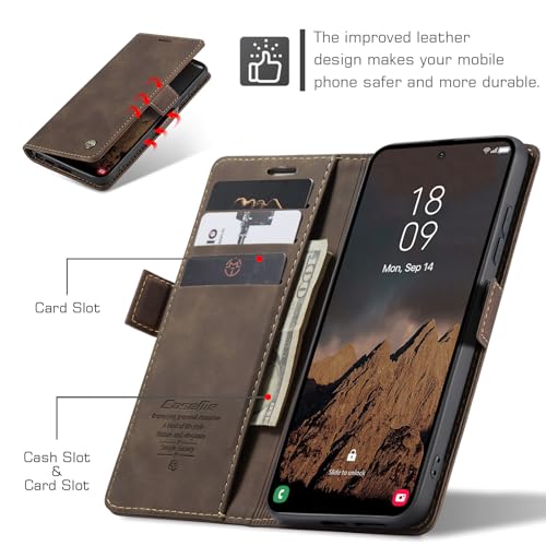 Compatible with Samsung Galaxy S26 Ultra Case with Card Holder, Kickstand Protective Flip Folio Leather Wallet Case for Galaxy S26 Ultra 5G 6.9 inch (Coffee) - color: Coffee, size: S26 Ultra 6.9 Inch