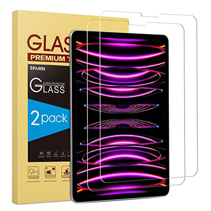 SPARIN 2 Pack Screen Protector Compatible with iPad Pro 12.9 inch | 2022/2021/2020/2018 Released (6th/5th/4th/3rd) without Home Button, Tempered Glass Screen Protector Work with Face ID - size: iPad Pro 12.9''(6th/5th/4th/3rd)