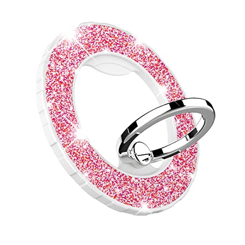 Magnetic Phone Ring Holder for magsafe, Glitter Magnetic Grip Compatible with iPhone 17 16 15 14 13 12 Pro max,Pro,Plus,Mini,Pixel 10 Series Mag Safe Accessories,Adjustable Kickstand,Pink - color: Glitter Pink