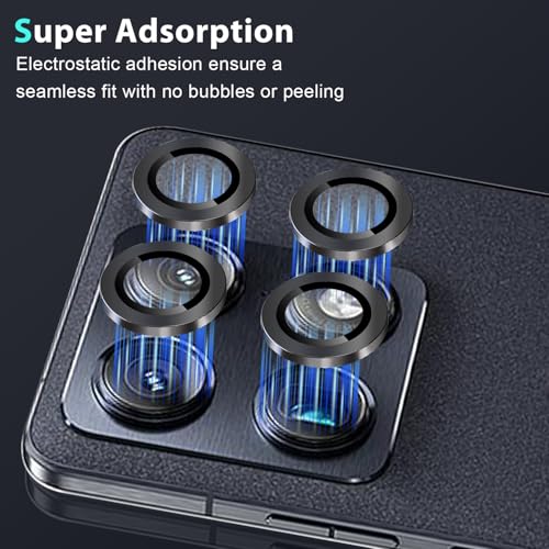 Zeking (2 Set) Camera Lens Protector Compatible with Motorola Signature 5G, Scratch-Resistant HD Clarity Ultra-Thin 9H Tempered Glass with Aluminum Edging, Individual Metal Lens Cover (Black) - color: Black
