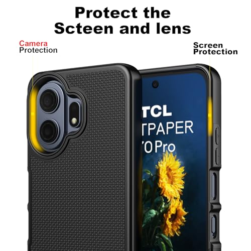 Ailiber for TCL NxtPaper 70 Pro Phone Case Rugged, Screen Protector-Black | Slim Professional Design, Non-Slip Black PC Back & Soft Silicone Bumper, Anti-Scratch Phone Case for Business Daily Use - color: Black