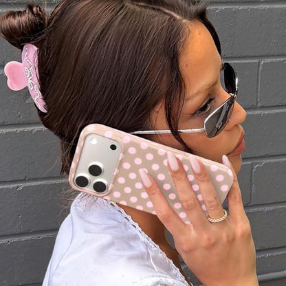VELVET CAVIAR for iPhone 15 Case - Compatible with MagSafe - 10ft Drop Tested - Brown Sugar Polka Dot - color: Brown Sugar Polka Dot, size: 15