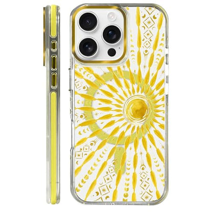 VisEnt Clear Case for iPhone 16 Pro, Magnetic Phone Case, Transparent Slim Cover, Military Grade Protection, Shockproof, Anti-Yellowing, Scratch Resistant, Folk Gold Sun - color: Folk Gold Sun, size: Iphone 16 Pro