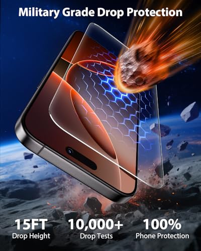 Mkeke Screen Protector for iPhone 16 Pro Max 6.9" 3 Pack 9H+ Tempered Glass | [Military-Grade Drop Protection][Easy Installation Frame] HD Clear, Anti-Scratch, Bubble Free - size: for iPhone 16 Pro Max 6.9"